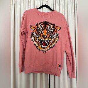 Aviator Nation Tiger Crew Neck, Size XS, Pink